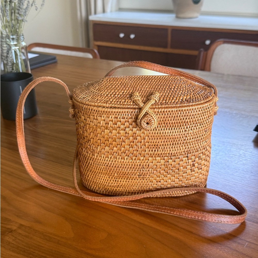 Woven Tan Crossbody Bag